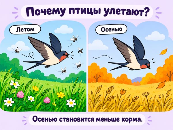 Ласточка летом и осенью: с наступлением холодов насекомых становится меньше