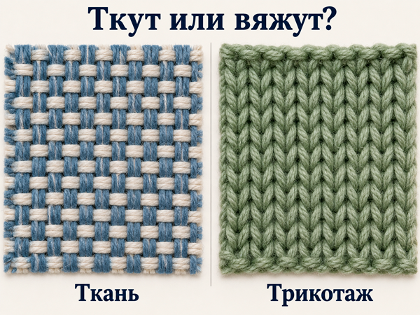 Ткань — переплетение нитей; трикотаж — соединённые петли